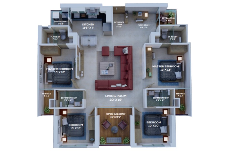4bhk skyhigh towers layouts